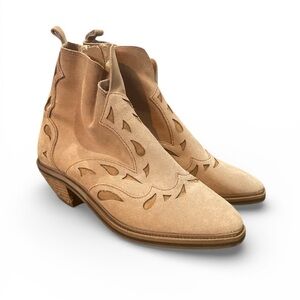Kelsi Dagger Brooklyn Cluff Tan Suede Ankle Boots 7.5